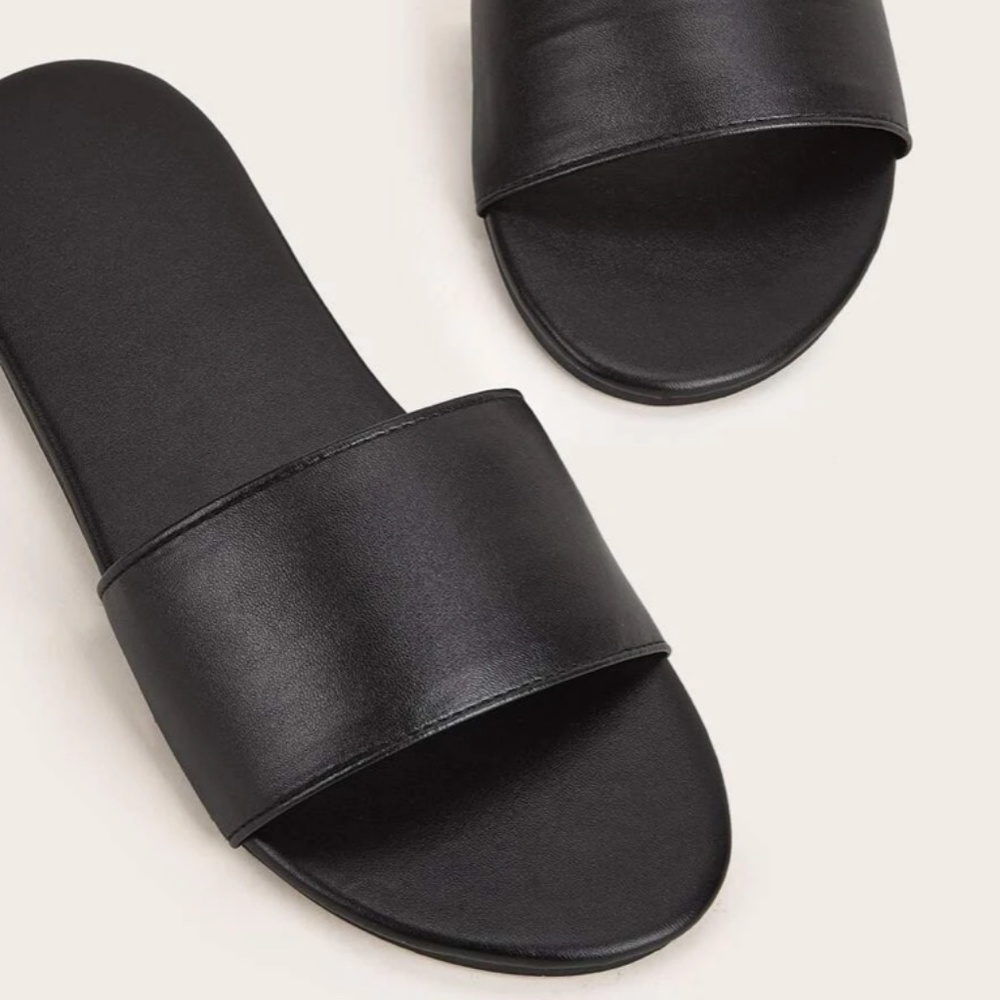 Black Minimalist Slide Sandals